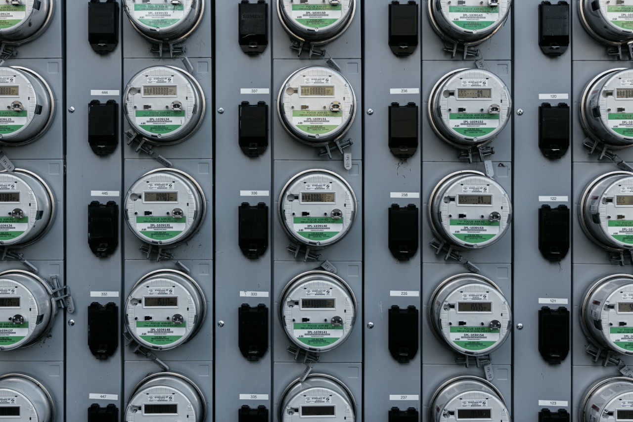 A wall of smart electricity meters